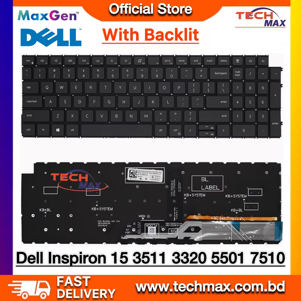 Dell Inspiron 15 3511 3515 5510 5515 5518, Inspiron 16 7610, Latitude 3520, Vostro 15 3510 3515 3520 3525 3530 3535 7510 Series Laptop Keyboard With Backlit 1 Dell Inspiron 15 3511 5510 Vostro 3510 Latitude 3520 backlit laptop keyboard replacement