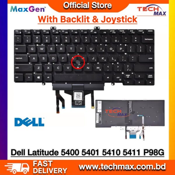 Dell Latitude 5400 5410 7410 backlit keyboard with pointer replacement