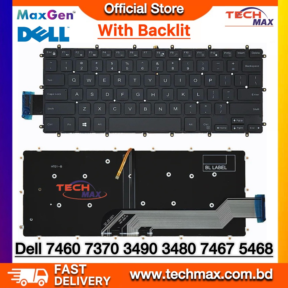Dell Inspiron 14 7460 7466 7467 7472 7560 7569 7579 7570 7572 7573 7375 5568 5368 5370 7373 5378 P83G P83G001 Latitude 13 3379 3490 2-In-1 0H4XRJ Series Laptop Keyboard With Backlit 1 Dell Inspiron 7460 7472 7560 7570 backlit laptop keyboard
