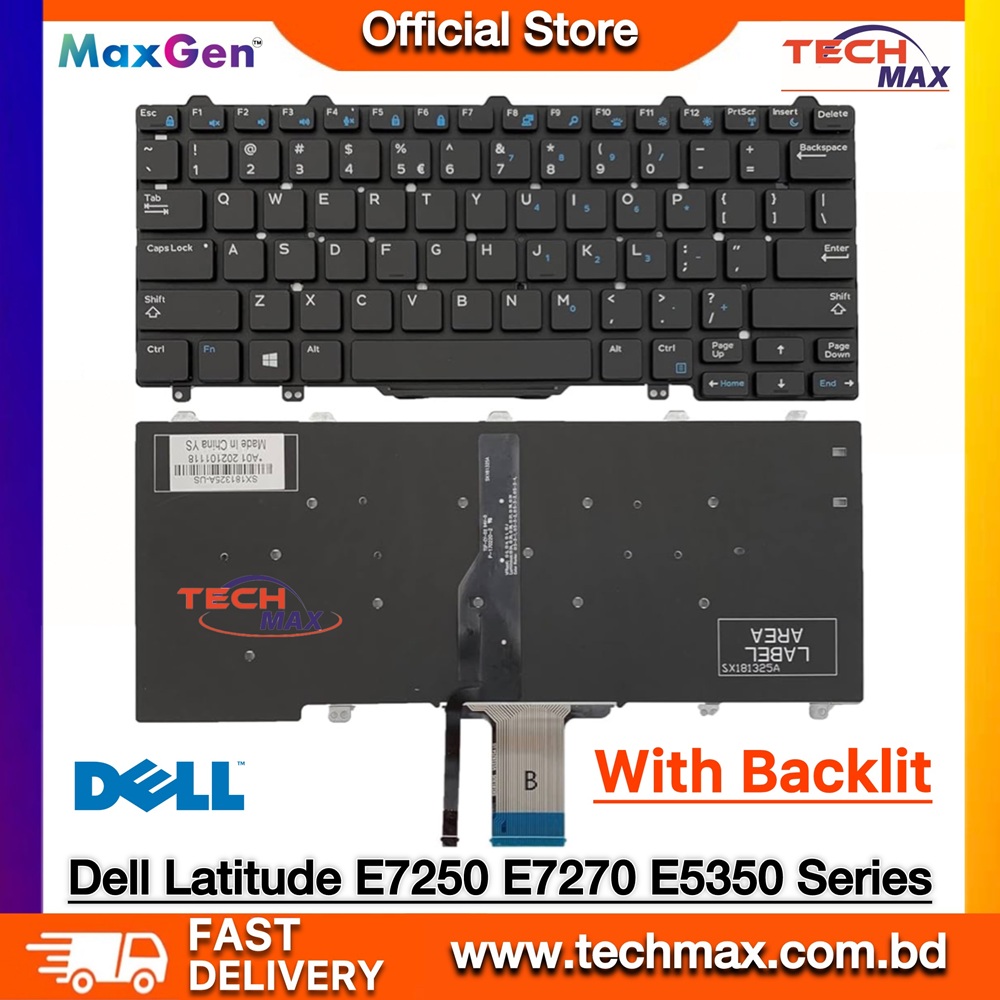 Dell Latitude E7250 E5250 E5270 P25S Latitude 3150 3160 3350 5250 Series Laptop Keyboard With Backlit 1 Dell Latitude E7250 E5250 E5270 backlit keyboard replacement Bangladesh
