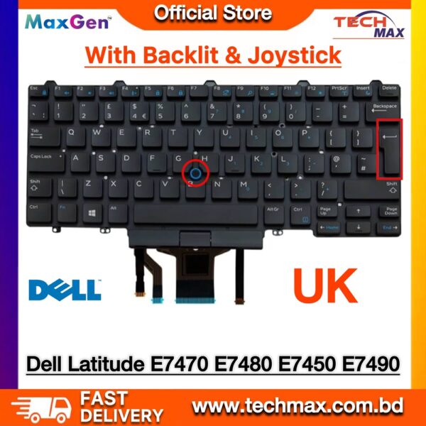 Dell Latitude E5450 E5470 E7450 E7470 E7480 E7490 E5480 E5488 UK Layout Backlit Laptop Keyboard