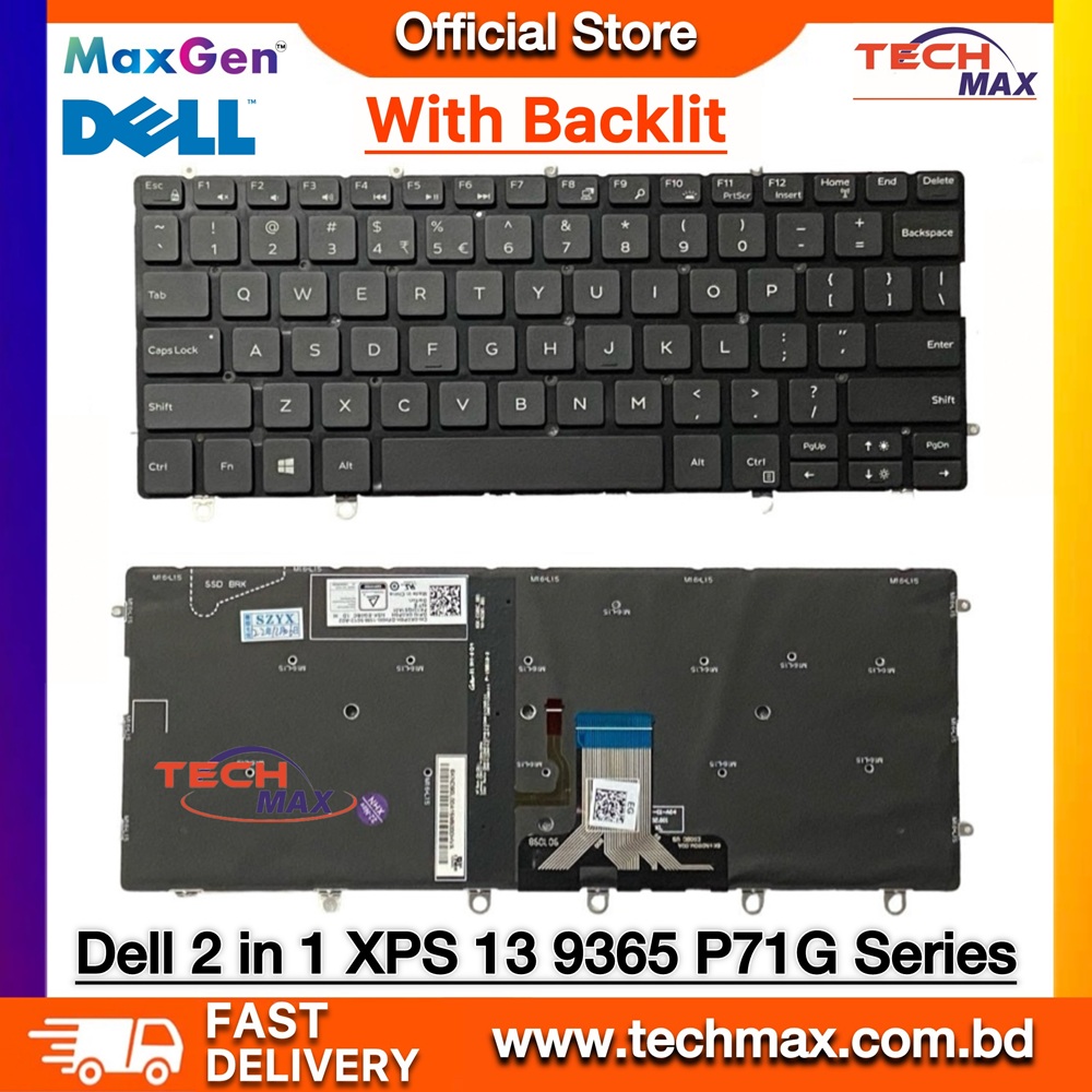 Dell XPS 13 9365 2-in-1, 0WPCF9, PK131QS1A01, NSK-EG0BC 1D Series Laptop Keyboard (With Backlit) 1 Dell XPS 13 9365 2 in 1 backlit keyboard replacement 0WPCF9 NSK-EG0BC