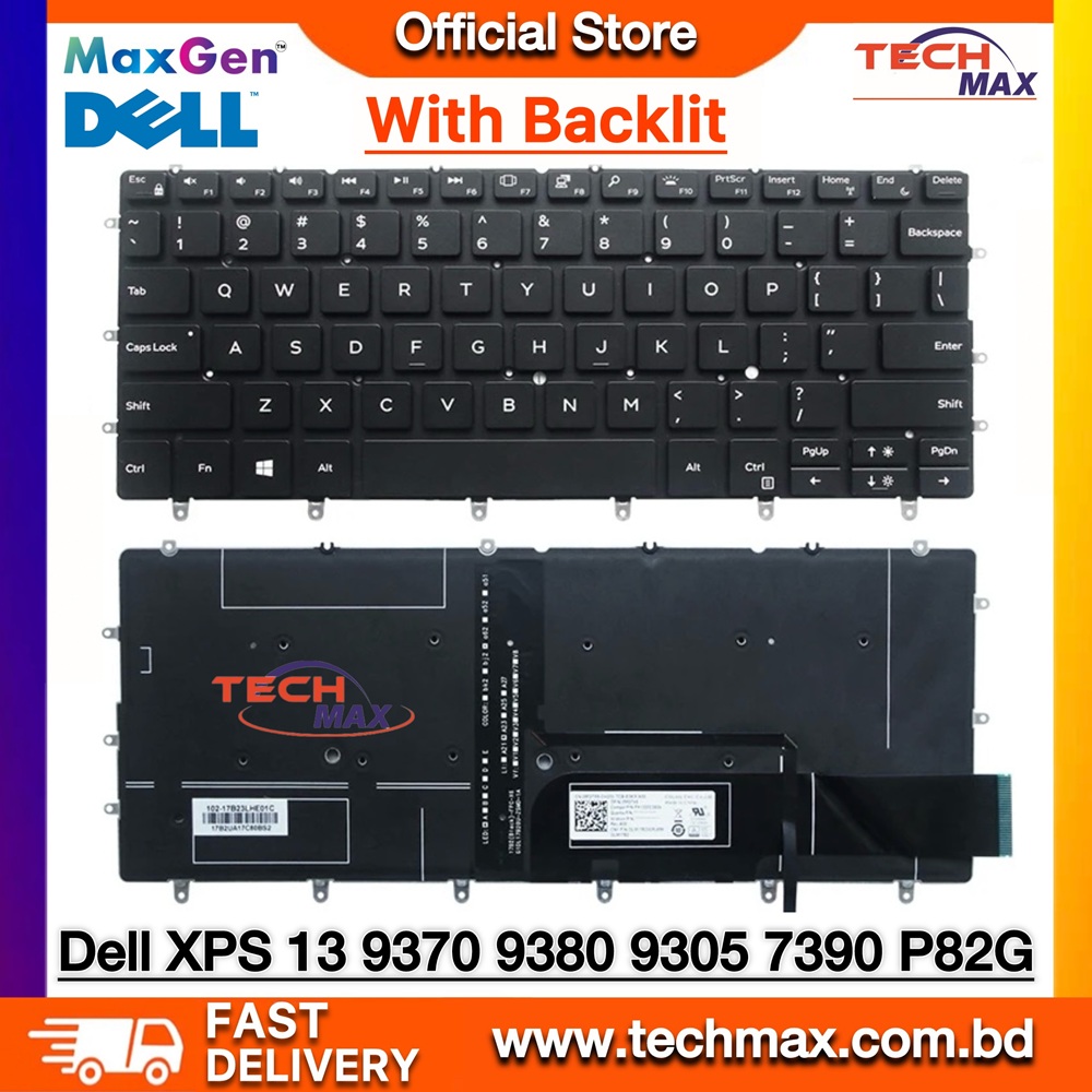 Dell XPS 13-9370 13-9380 13-9317 13-7375 13-9305 13-7390 P82G Series (Not for 7390 2-in-1) Laptop Keyboard (With Backlit) 1 Dell XPS 13-9370 9380 7390 backlit keyboard replacement 3CM18 NSK-EN0BC