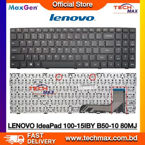 Lenovo IdeaPad 100-15IBY US Layout Laptop Keyboard Replacement Black