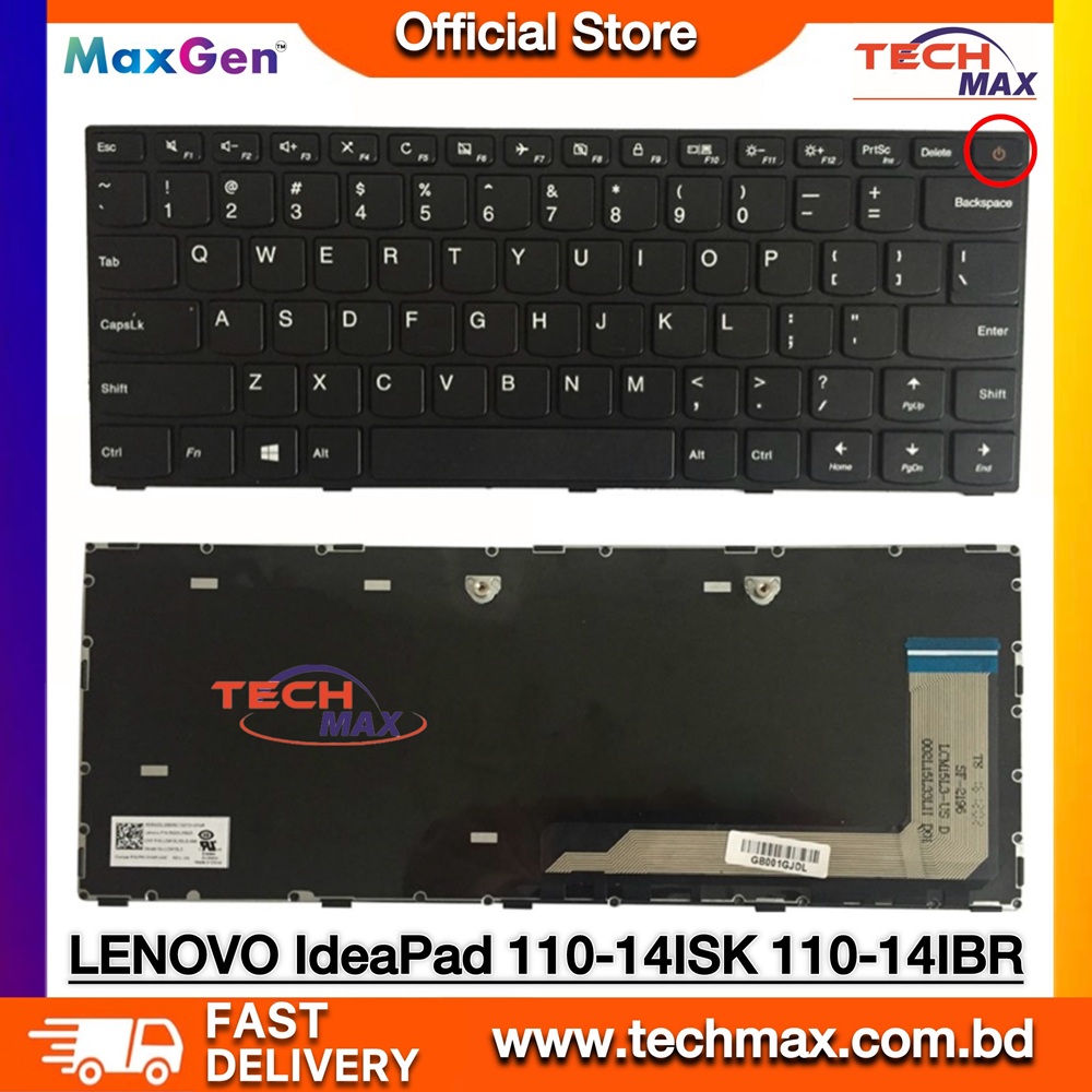 Lenovo IdeaPad 110-14ISK US Layout With Frame Laptop Keyboard 1 Lenovo IdeaPad 110-14ISK US Layout Laptop Keyboard with Frame Replacement Black