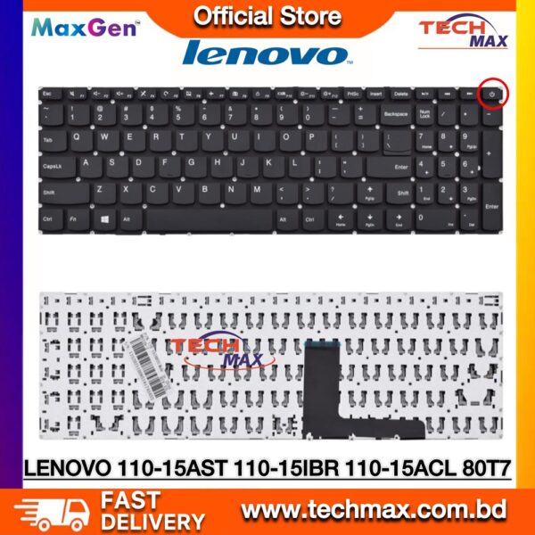 Lenovo IdeaPad 110-15ACL 110-15AST 110-15IBR Keyboard with Power Button US Layout
