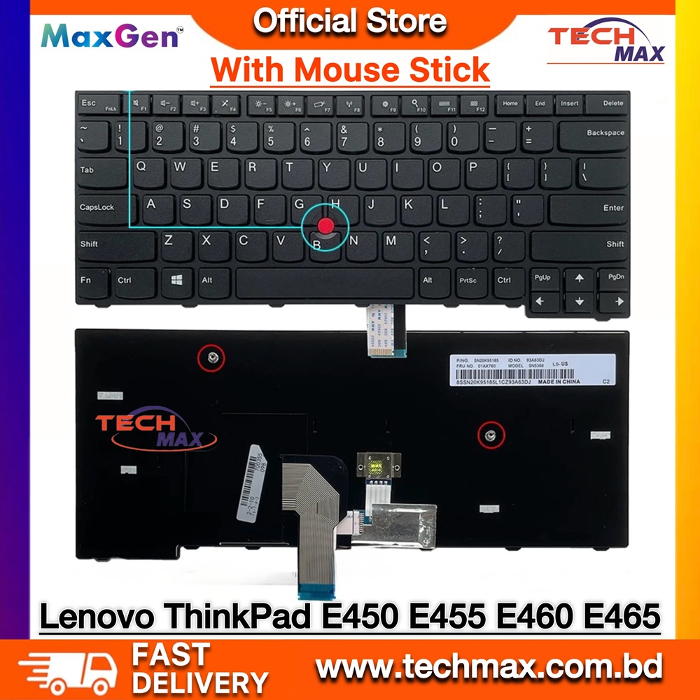 Lenovo ThinkPad E450 E450C E455 E460 E465 W450 Series Laptop Keyboard With Pointer 1 Lenovo ThinkPad E450 E455 E460 E465 keyboard with pointer replacement