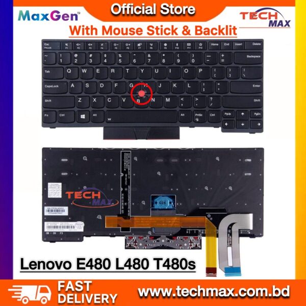 Lenovo ThinkPad E480 E490 L480 E485 E495 L380 L390 L490 T480S T490 T495 keyboard with pointer and backlit replacement