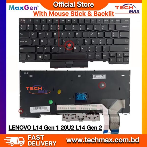Lenovo ThinkPad L14 Gen 1 L14 Gen 2 backlit keyboard with pointer replacement Bangladesh