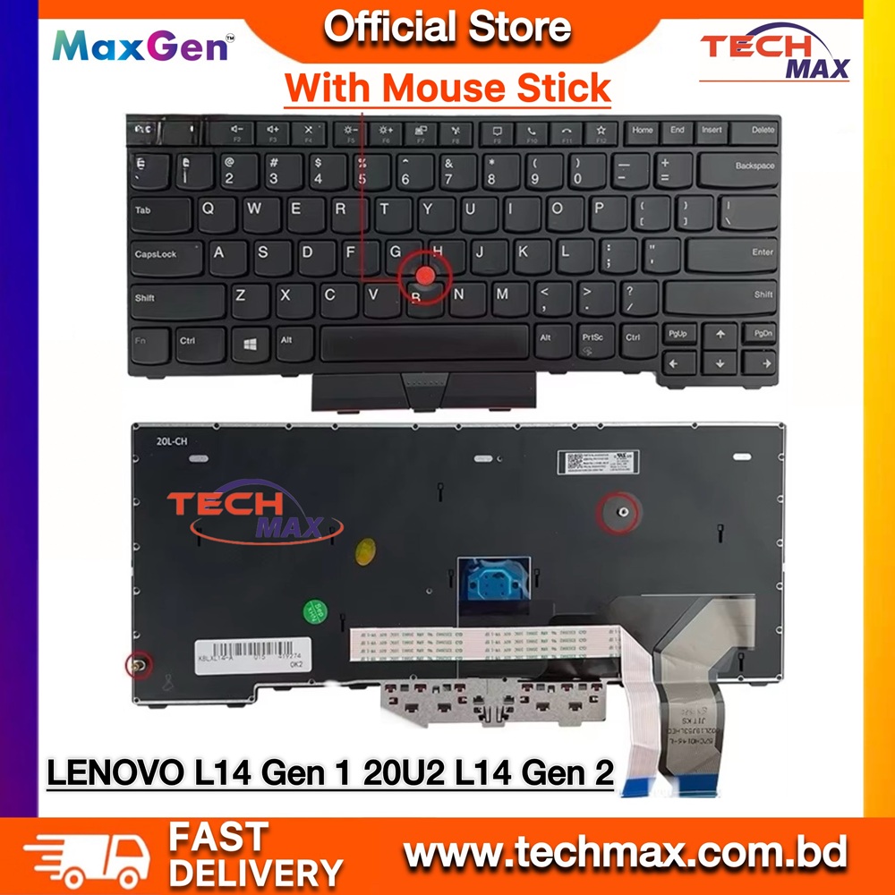 Lenovo ThinkPad L14 Gen 1 L14 Gen 2 Series 20U2, 20X2, 5N20W67850, SN20W67472 5N20W67688 PK131H42A00 Laptop Keyboard With Pointer 1 Lenovo ThinkPad L14 Gen 1 Gen 2 laptop keyboard with pointer replacement Bangladesh