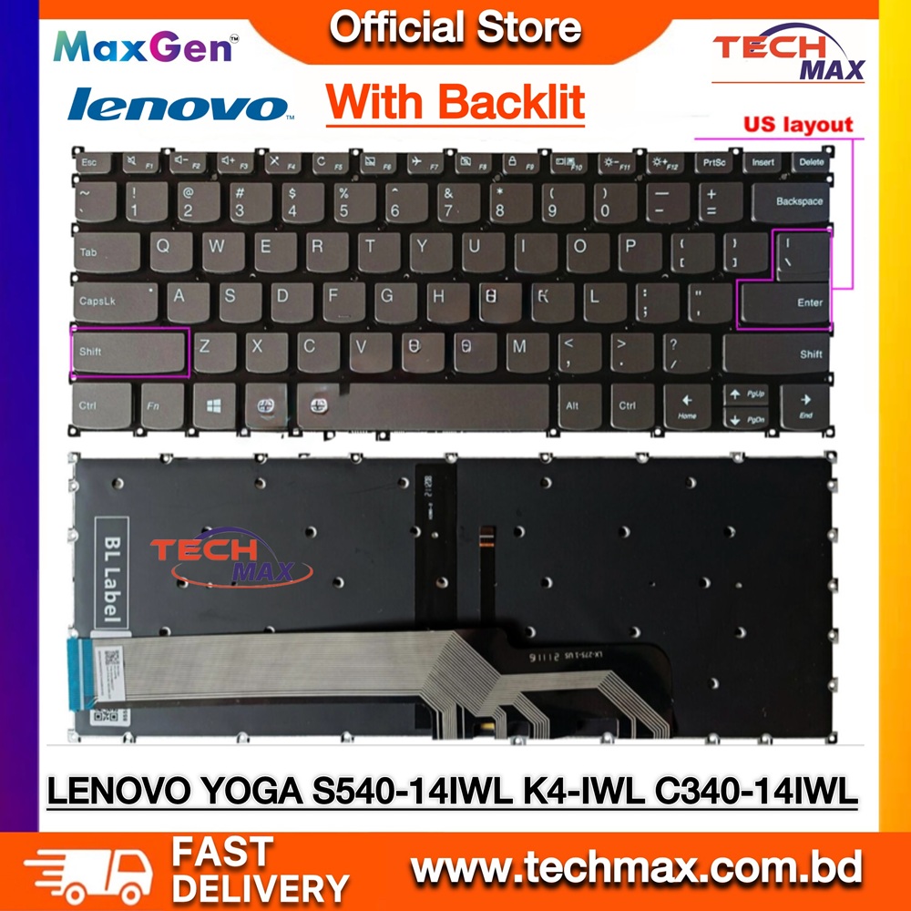 Lenovo IdeaPad S540-14IWL S540-14IML S540-14API YOGA 340-14 540S-14 AIR 14 2019 Series Laptop Keyboard With Backlit 1 Lenovo S540-14IWL S540-14IML S540-14API S550-14 Yoga 340-14 backlit keyboard Bangladesh