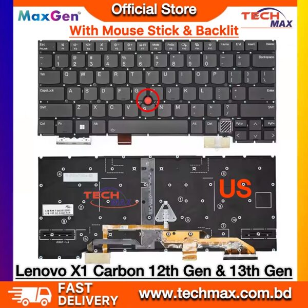 Lenovo ThinkPad X1 Carbon 12th 13th Gen backlit keyboard with TrackPoint replacement