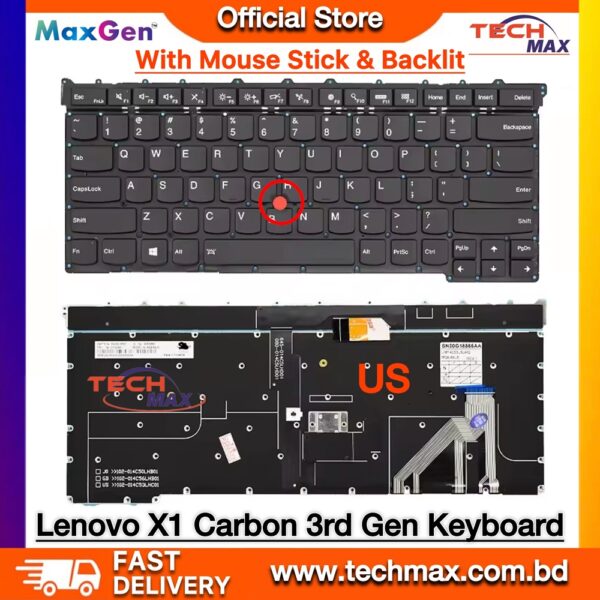 Lenovo ThinkPad X1 Carbon 3rd Gen 2015 backlit keyboard with pointer replacement
