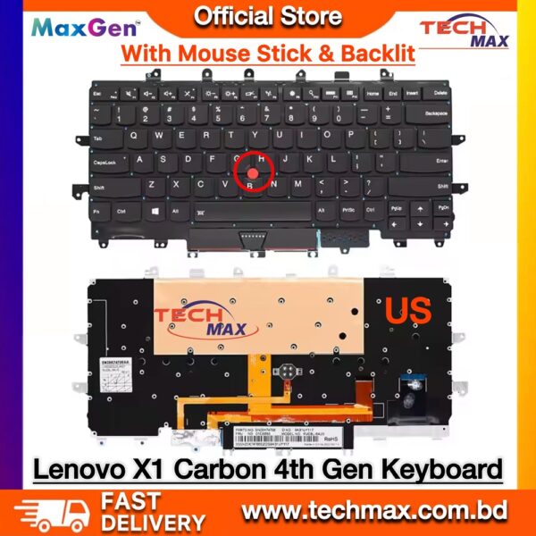 Lenovo ThinkPad X1 Carbon 4th Gen 2016 backlit keyboard with TrackPoint replacement