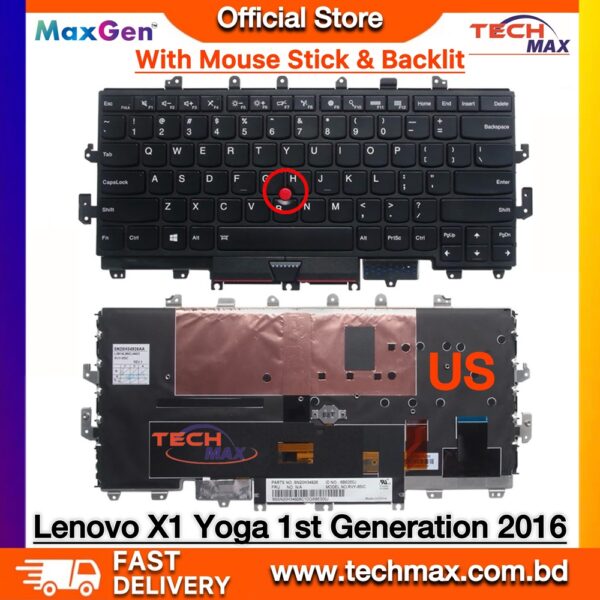 Lenovo ThinkPad X1 Yoga 1st Gen 2016 backlit keyboard with TrackPoint replacement