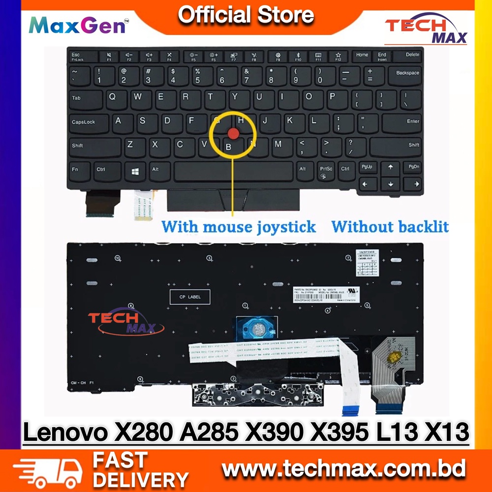 Lenovo ThinkPad X280 X390 X395, ThinkPad L13 Gen 1 & L13 Gen 2, ThinkPad X13 Gen 1 & L13 Yoga Gen 1 Series Laptop Keyboard (With Pointer) 1 Lenovo ThinkPad X280 X390 X395 laptop keyboard with pointer replacement