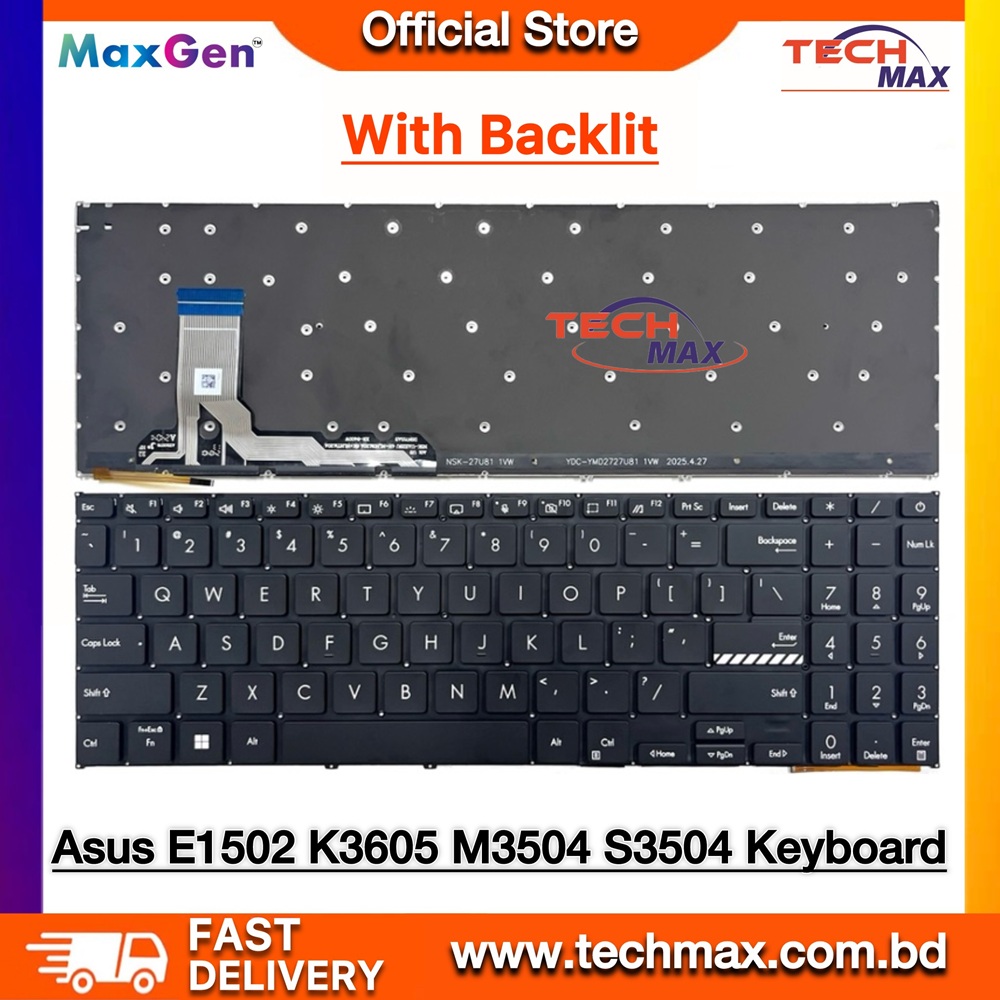 ASUS VivoBook Go 15 OLED E1504 E1504F E1504FA K3605VC K3605ZC K3605Z V3605VC Series Laptop Keyboard (With Backlit) 1 ASUS VivoBook Go 15 OLED E1504 K3605 V3605 backlit laptop keyboard replacement