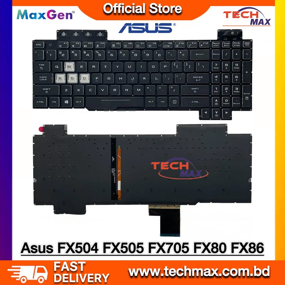 ASUS TUF Gaming FX504 FX504GD FX504GE FX504GM FX80 FX80GM, FX505 FX505DD FX505DV FX505DU FX505DY FX505GD FX505GE FX505GM FX505GT, TUF705DD TUF705DT TUF705DUF X86 Series Premium Laptop Keyboard (With Backlit) 1 ASUS TUF FX504 FX505 FX705 backlit laptop keyboard replacement