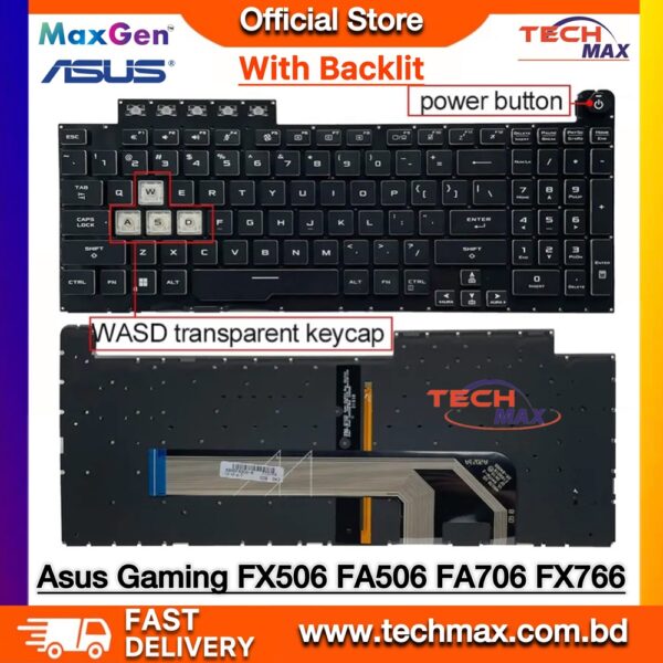 ASUS TUF Gaming A15 F15 FX506 FA506 FX706 FA706 A15 F15 F17 A17 backlit laptop keyboard replacement
