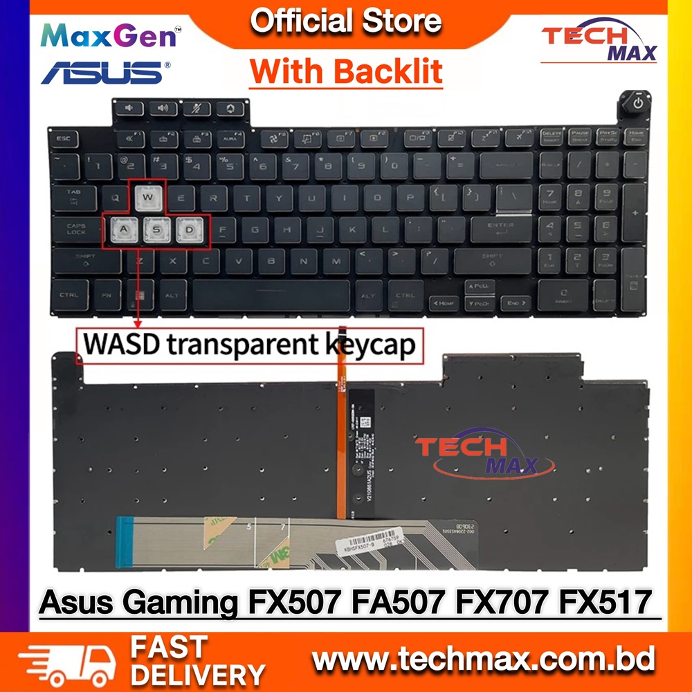 ASUS TUF Gaming F15 FX507 FA507 FA507R FX507ZE FX507ZM, TUF A17 FA707 F17 FX707, TUF Dash F15 FX517 Series Premium Laptop Keyboard (With Backlit) 1 ASUS TUF Gaming FX507 FA507 FX707 FA707 FX517 backlit laptop keyboard replacement