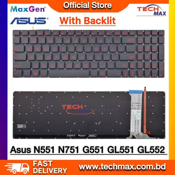 ASUS N551 G551 GL551 N751 red backlit laptop keyboard replacement