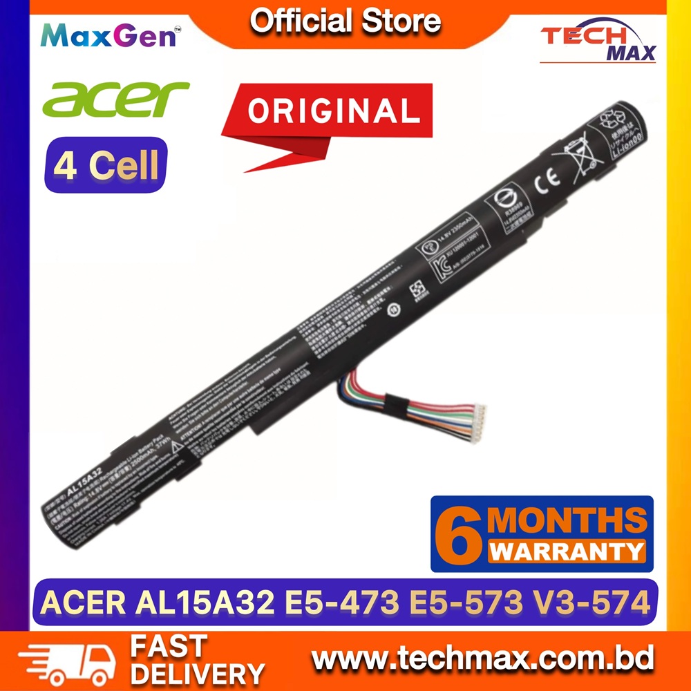 ORIGINAL Acer AL15A32 Battery For Aspire E5-422 E5-573 E5-573G E5-573T E5-522 E722 E5-473G-561X E5-473A E5-473G E5-474G F5-572G E5-574 E5-574G E5-752G E5-772 E5-772G E5-773 E5-773G, P257-M P258-M P277-M Series Premium Laptop Battery 1 Original Acer AL15A32 battery for Aspire E5-573 E5-574 E5-772 E5-773 laptop models