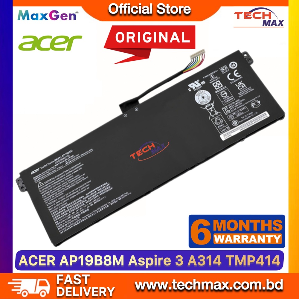 Original Acer AP19B8M Battery For Swift 3 SF314-59 SF314-51 SF514-55, TravelMate P4 TMP414-51 TMP416-51 P6 TMP614-52, Porsche Design Book RS AP714-51GT, Aspire Vero AV15-52, Chromebook Spin 513 CP513-1H 514 CP514-1H Series Premium Laptop Battery 1 Original Acer AP19B8M battery for Swift 3 SF314-59 TravelMate P4 P6 laptop