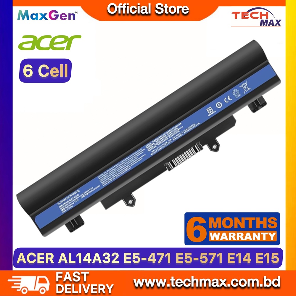 Acer AL14A32 Battery For Aspire E5-471 E5-571 E5-411 E5-421 E5-511 E5-521 E1-571 V3-472 V3-572 E14 E15 Touch Extensa 2509 2510 Travelmate P246 TMP246 Series Premium Laptop Battery 1 Acer AL14A32 battery for E5-571 E5-411 E5-511 E15 laptop models
