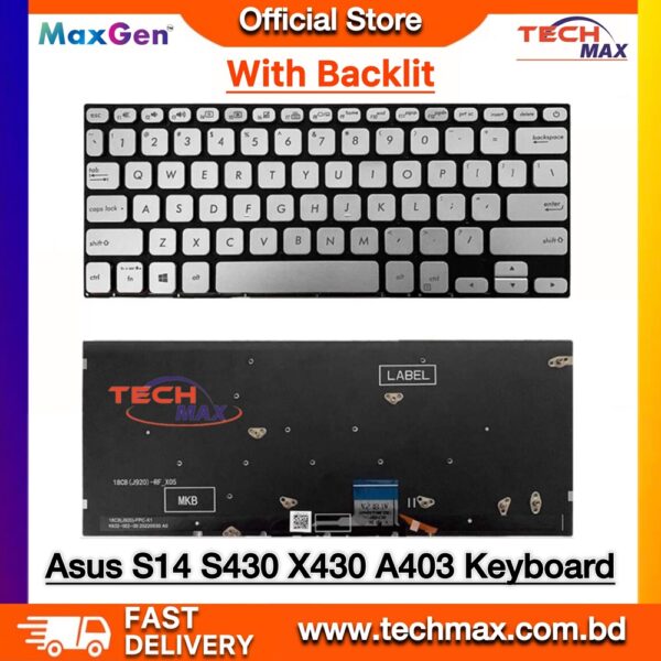 ASUS VivoBook S14 S430 S430F X430 silver backlit keyboard replacement