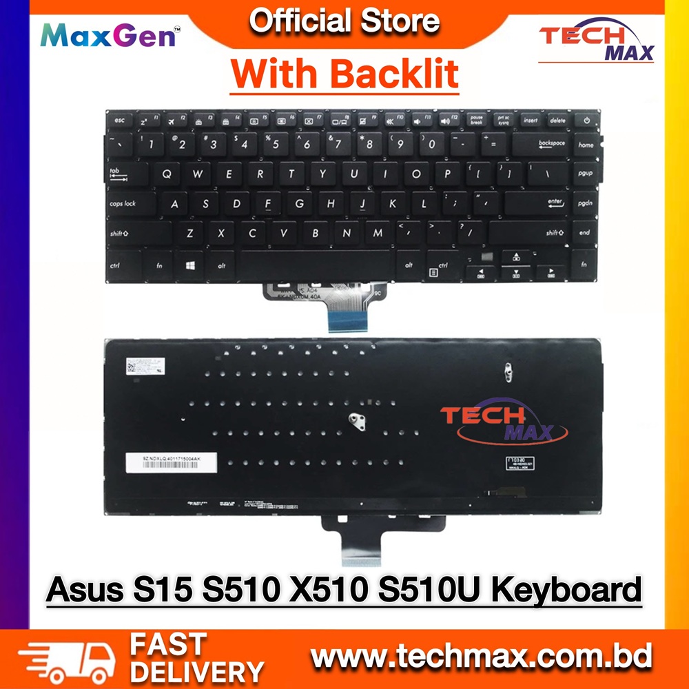 ASUS VivoBook S15 S510 X510 S510U S510UA S510UR S510UN S510UQ, X510U X510UA X510Q, A510U F510U Series Premium Backlit Laptop Keyboard 1 ASUS VivoBook S15 S510 X510 backlit keyboard replacement black layout