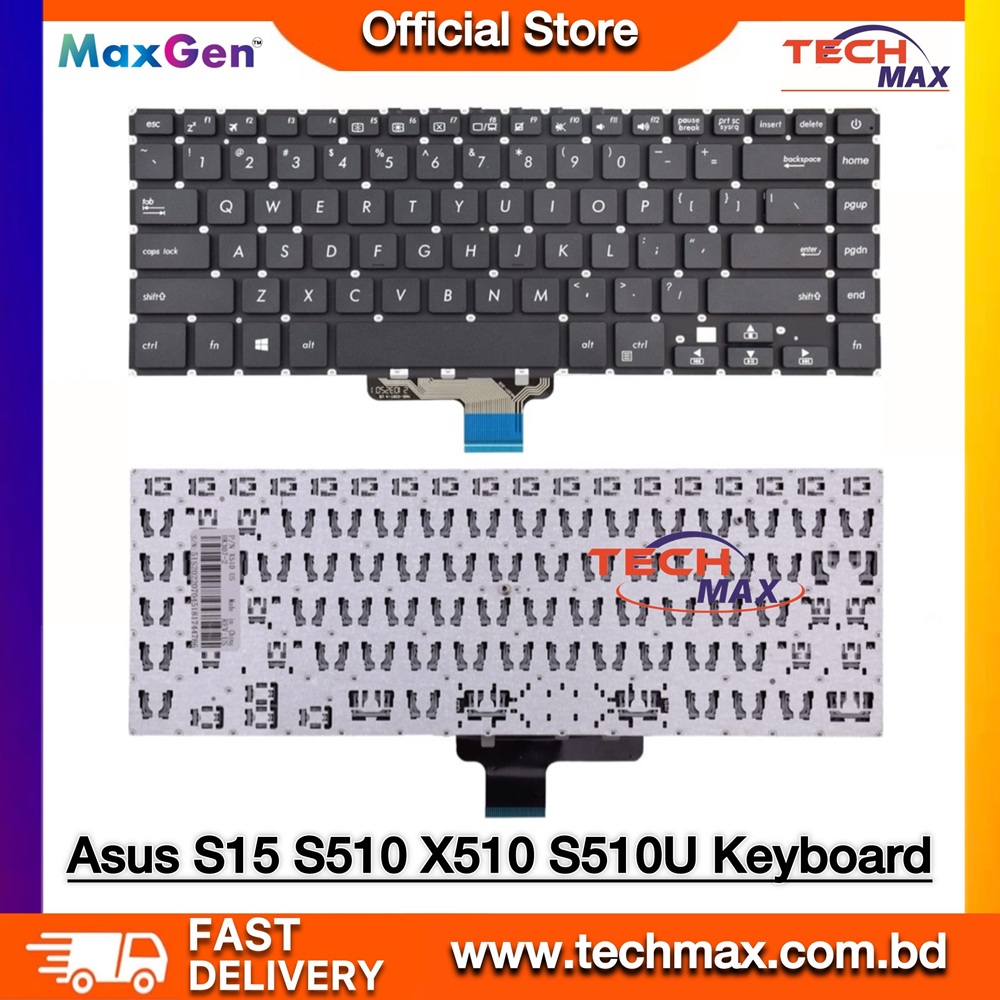 ASUS VivoBook S15 S510 X510 S510U S510UA S510UR S510UN S510UQ, X510U X510UA X510Q, A510U F510U Series Premium Laptop Keyboard 1 ASUS VivoBook S15 S510 X510 non backlit keyboard replacement black layout