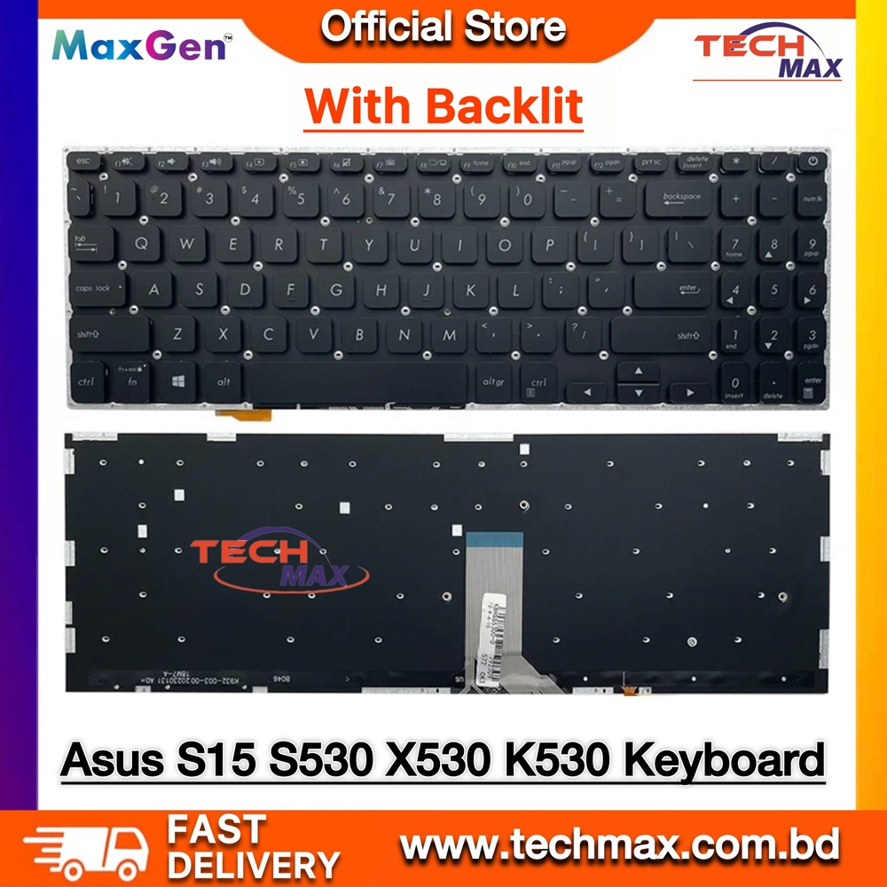 ASUS VivoBook S15 S530 Backlit Keyboard X530 K530 S530U S530F S530UA S530UN S5300 S5300F S5300FN S5300U S5300UN X530FA X530UN Series Backlit Laptop Keyboard 1 ASUS VivoBook S15 S530 backlit keyboard replacement with LED