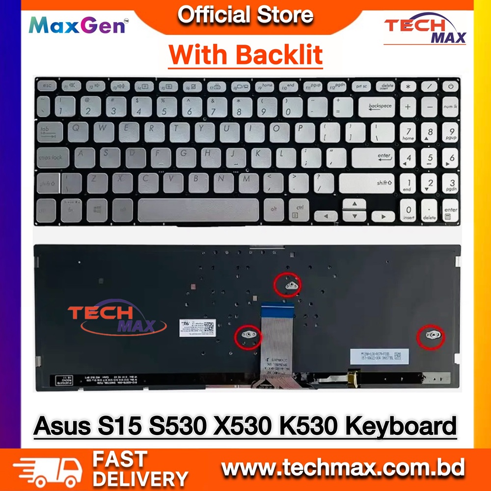 ASUS VivoBook S15 S530 X530 K530 S530U S530F S530UA S530UN S5300 S5300F S5300FN S5300U S5300UN X530FA X530UN Series Silver Backlit Laptop Keyboard 1 ASUS VivoBook S15 S530 Silver Backlit Keyboard replacement