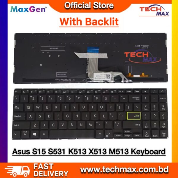 ASUS VivoBook S15 S531 Backlit Keyboard S531 S532 Series silver back keyboard replacement