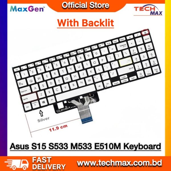 ASUS VivoBook S533 M533 E510 Keyboard silver backlit laptop keyboard