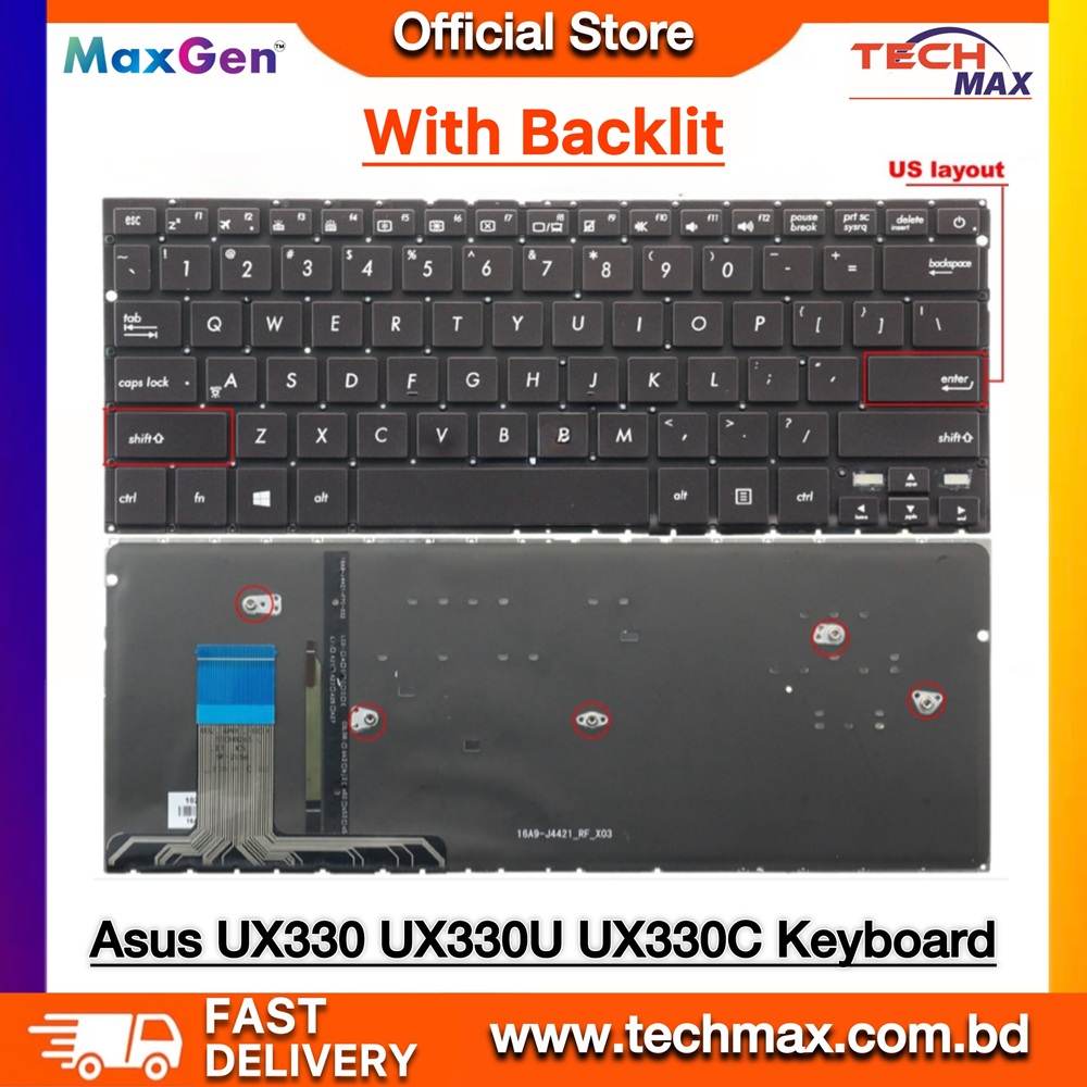 ASUS ZenBook UX330C UX330CA UX330CAK UX330U UX330UA Series Premium Backlit Laptop Keyboard 1 ASUS ZenBook UX330C UX330CA Keyboard premium backlit laptop keyboard