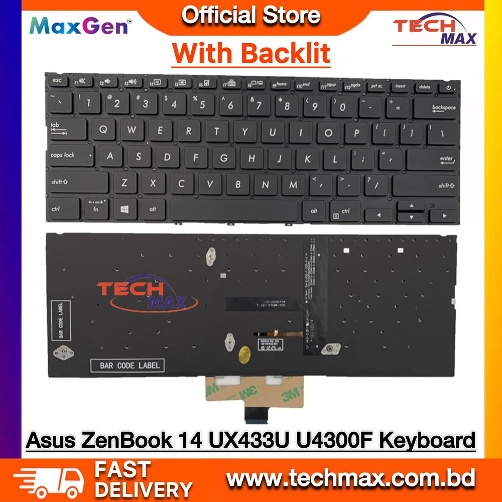 ASUS ZenBook 14 UX433, UX433F, UX433FA, UX433FC, UX433FN, UX433FL, UX433FQ, UX433FAC, UX4300, UX4300F Series Premium Backlit Laptop Keyboard 1 ASUS ZenBook 14 UX433 UX4300 Keyboard UX433FA UX433FL premium backlit laptop keyboard