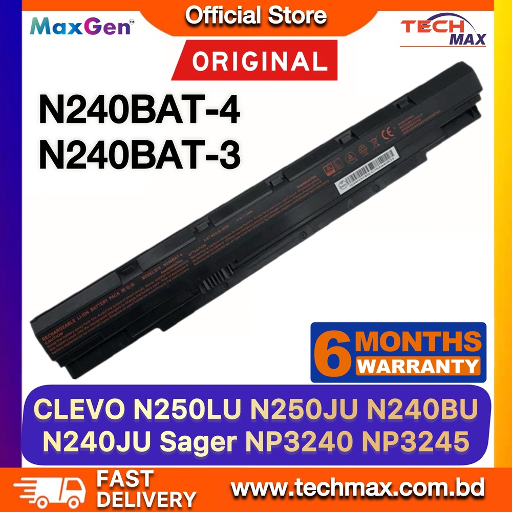 Clevo/ Walton N240BAT-4 N240BAT-3 Battery For Clevo N250LU N250JU N240BU N240JU N240PU Sager NP3240 NP3245 6-87-N24JS-4UF3 4UF1 6-87-N24JS-42L3 42L2 6-87-N24JS-42L 6-87-N24JS-42F1 6-87-N24JS-42F2 Series Premium Laptop Battery 1 Clevo/ Walton N240BAT-4 N240BAT-3 Battery for N250LU N250JU N240BU N240JU laptop models