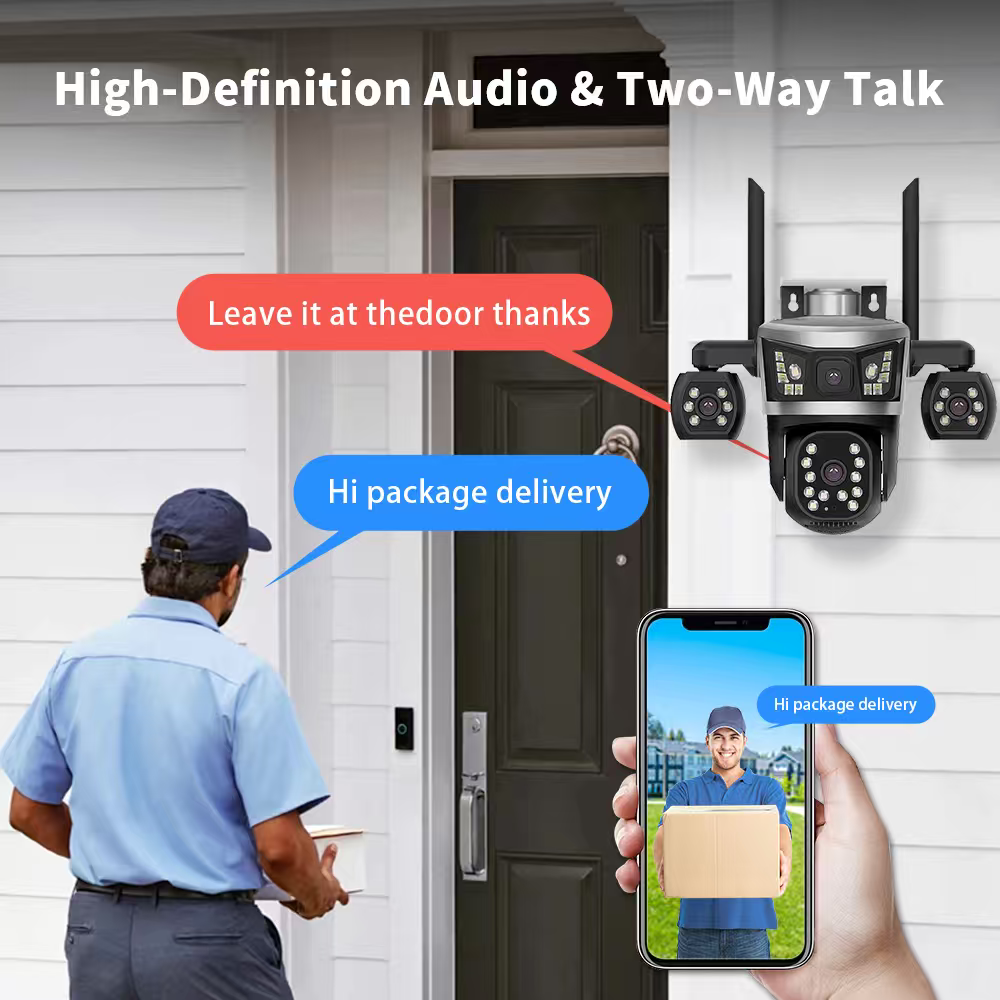 MaxGen SC41 V380 PRO Four Lens WIFI IP Camera 12MP Outdoor Waterproof 360 Degree Robotic, Wide Angle, Auto Tracking, Color Night Vision, Two Way Audio, Motion Detection PTZ CCTV Camera 6 MaxGen SC41-4G V380 PRO Four Lens 12MP 4G SIM IP Camera