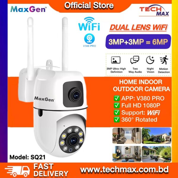 MaxGen SQ21 V380 PRO 6MP Dual Lens WiFi IP Camera