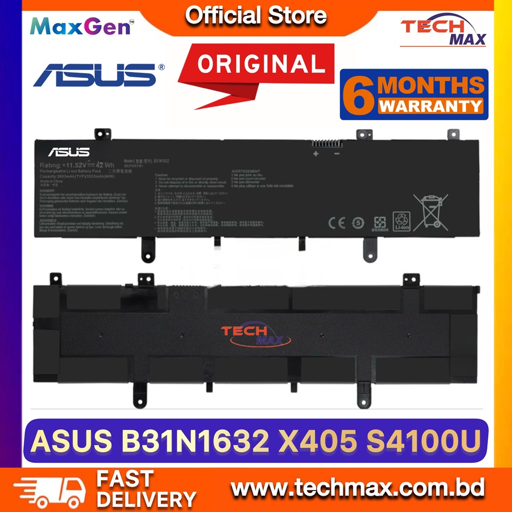Original ASUS B31N1632 Battery For ASUS VivoBook 14 X405, X405U, X405UA, X405UQ, X405UR, ZenBook S4100U, S4100UQ, S4200UQ, S4000U Series Laptop Battery 1 Original ASUS B31N1632 Battery for VivoBook 14 X405 X405U X405UA ZenBook S4100U Laptop Battery