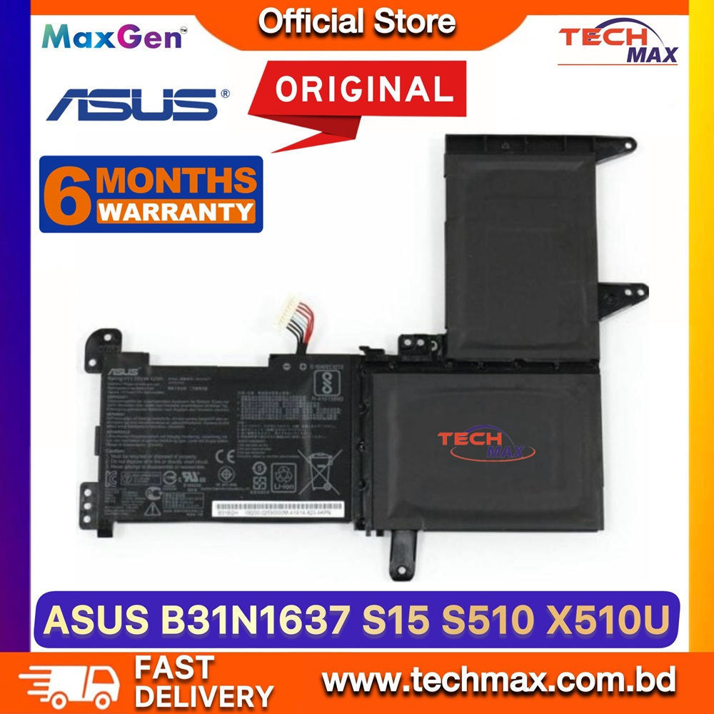 Original ASUS B31N1637, C31N1637 Battery For ASUS VivoBook X510, X510U, X510UA, X510UAR, X510UF, X510UN, X510UQ, X510UR, S510, S510U, S510UA, S510UF, S510UN, S510UQ, F510, F510U, F510UA, F510UF, F510UN, F510UQ, F510UR, F510QA Series Laptop Battery 1 Original ASUS B31N1637 C31N1637 Battery for VivoBook X510 X510UA S510U F510 Laptop Battery