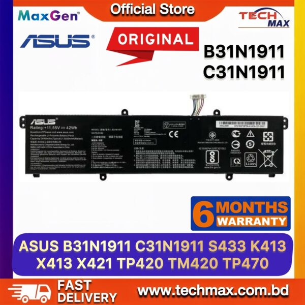 Original ASUS B31N1911 Battery for VivoBook F413EA K413EA X413EA X421EA S433EA Laptop Battery