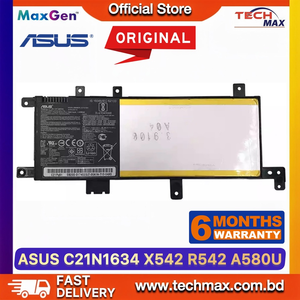 Original ASUS C21N1634 Battery For ASUS VivoBook X542U, X542UR, X542UF, X542UQ, X542BA, X580B, X580U, A542U, A580B, A580U, A580UF, A580UR, R542U, R542UA, R542UF, R542UN, R542UQ, R542UR, F542UF, F542UN, F542UQ, FL5900L, FL5900U, FL8000U, V587U Series Laptop Battery 1 Original ASUS C21N1634 Battery for VivoBook X542U X542UF A580UF R542U F542U Laptop Battery
