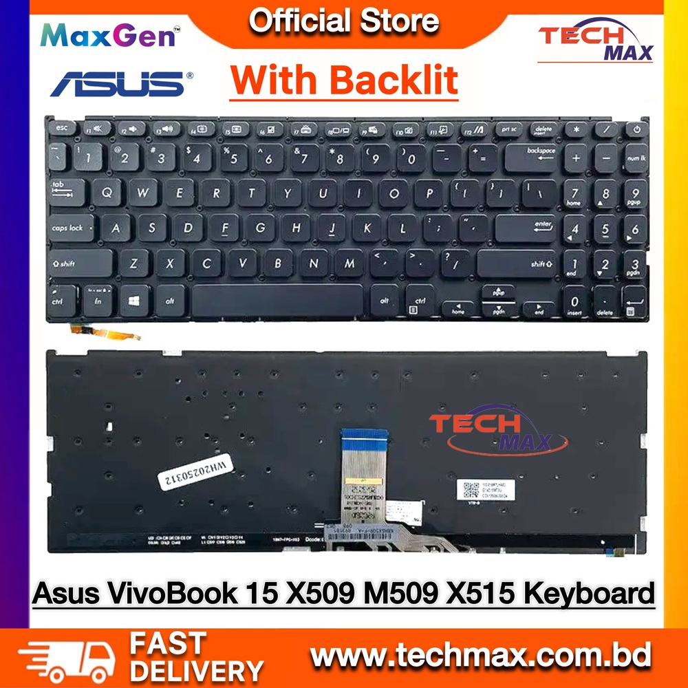 ASUS VivoBook X509, M509, D509, F509, K509, X515, D515, M515, F515, R515, FL8700, Y5200F, Y5000F, Y5200FB, V5000D Series Backlit Laptop Keyboard 1 ASUS VivoBook X509, X515 Keyboard, ASUS VivoBook X509 X515 M509 M515 Backlit Laptop Keyboard