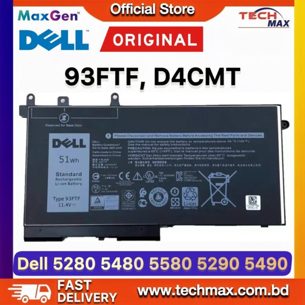 Original Dell 93FTF D4CMT Battery for Latitude 5280 5480 5580 Precision 3520 Laptop Battery