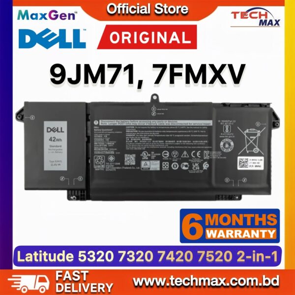 Original Dell 9JM71 7FMXV Battery for Latitude 5320 7320 7420 Laptop Battery