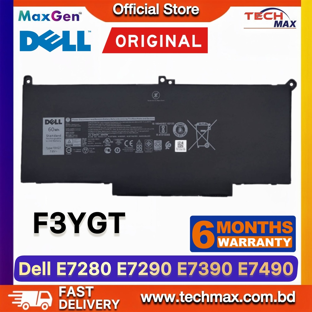 Original Dell F3YGT Battery For Dell Latitude 12 7280, E7280, 7290, E7290, Latitude 13 7380, E7380, 7390, E7390, Latitude 14 7480, E7480, 7490, E7490, P29S002, P28S, P28S001, P73G, P73G002 Series Laptop Battery 1 Original Dell F3YGT Battery for Latitude 7280 E7280 7290 E7290 Laptop Battery