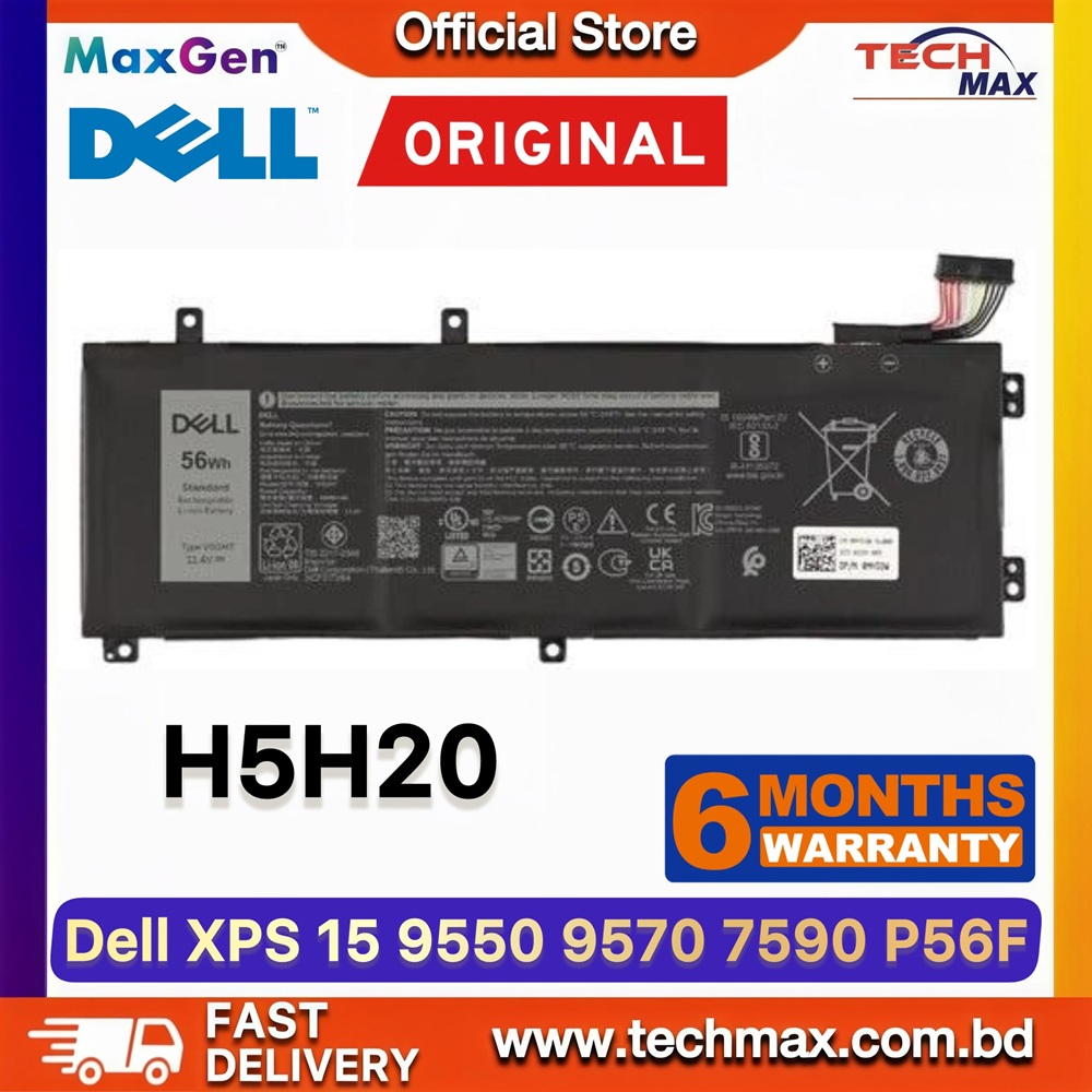 Original Dell H5H20 Battery For Dell XPS 15 9550, 9560, 9570, 7590, Precision 5510, 5520, 5530, 5540, M5510, M5520, Vostro 7500, 7590, Inspiron 15 7500, 7501, 7590, 7591, 7590 2-in-1 Series Laptop Battery 1 Original Dell H5H20 Battery for XPS 9550 9560 9570 Precision 5510 Inspiron 7500 Laptop Battery