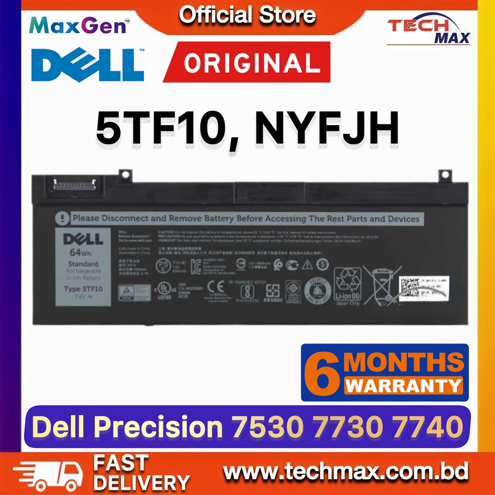 Original Dell 5TF10, NYFJH Battery For Dell Precision 7330, 7530, 7540, 7730, 7740, P34E P74F Series Laptop Battery 1 Original Dell 5TF10 NYFJH Battery for Precision 7330 7530 7730 7740 Laptop Battery